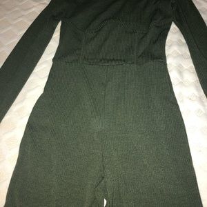 Off shoulders Rib-knit Unitard Romper